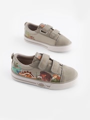 Grey Dinosaur Standard Fit (F) Strap Touch Fastening Shoes - Image 1 of 5