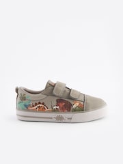 Grey Dinosaur Standard Fit (F) Strap Touch Fastening Shoes - Image 2 of 5