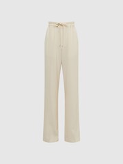 Reiss Cream Hailey Wide Wide Leg Pull On Trousers - Image 2 of 6