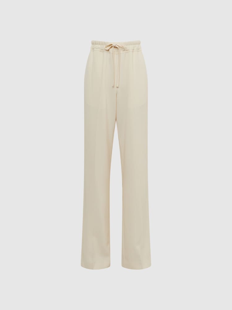 Reiss Cream Hailey Wide Wide Leg Pull On Trousers - Image 2 of 6