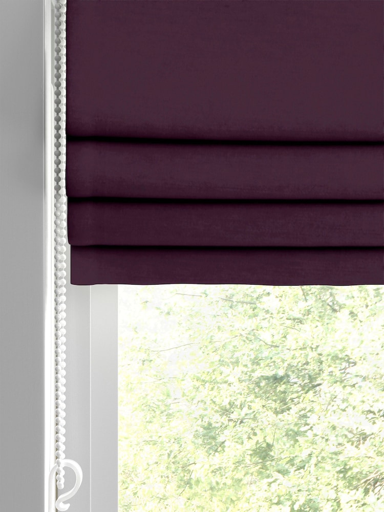 Aubergine Purple Montero Velvet Made To Measure Roman Blinds - Image 2 of 6