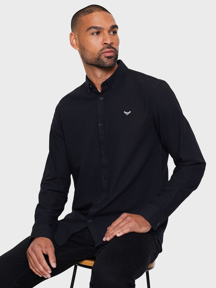 Threadbare Black Oxford Long Sleeve Shirt - Image 3 of 5