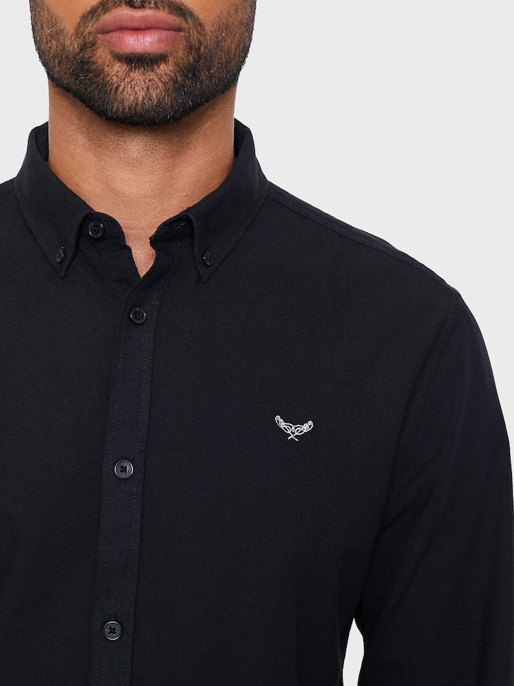 Threadbare Black Oxford Long Sleeve Shirt - Image 5 of 5