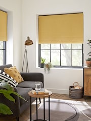 Ochre Yellow Ready Made Textured Roller Blackout Blind - Image 4 of 9