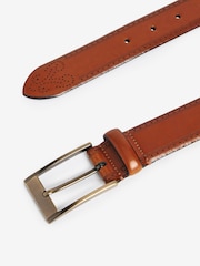 Tan Brown Signature Leather Brogue Belt - Image 5 of 5