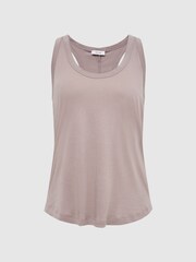 Reiss Mink Lilly Racer Back Pima Cotton Vest - Image 2 of 6