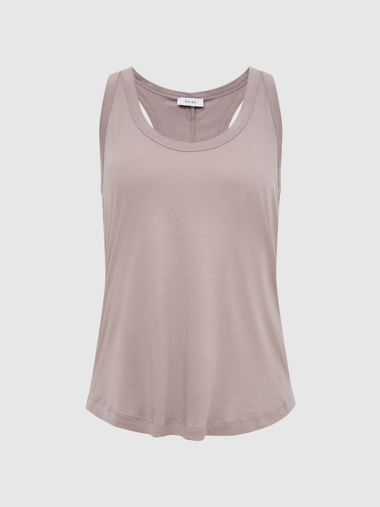 Reiss Mink Lilly Racer Back Pima Cotton Vest - Image 2 of 6