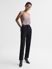 Reiss Mink Lilly Racer Back Pima Cotton Vest - Image 3 of 6
