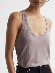 Reiss Mink Lilly Racer Back Pima Cotton Vest - Image 4 of 6