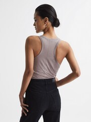 Reiss Mink Lilly Racer Back Pima Cotton Vest - Image 5 of 6