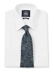 Savile Row Company Classic Fit Twill Single Cuff 100% Cotton White Shirt - Image 3 of 6