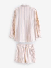 Beige Stripe 100% Cotton Shirt And Shorts Co-ord Set (3-16yrs) - Image 7 of 8