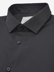 Charcoal Grey Slim Fit 100% Cotton Single Cuff Shirt - Image 5 of 6