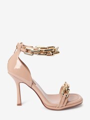 River Island Cream Chain Detail Heeled Sandals - Image 1 of 4