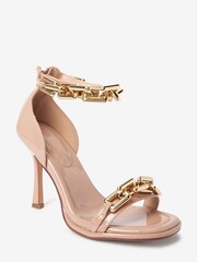 River Island Cream Chain Detail Heeled Sandals - Image 2 of 4