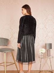Yumi Black Eyelash Knit Bolero - Image 2 of 5