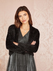 Yumi Black Eyelash Knit Bolero - Image 4 of 5