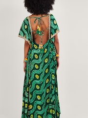 Monsoon Green Bandhani Tie Dye Dress with LENZING™ ECOVERO™ - Image 4 of 7