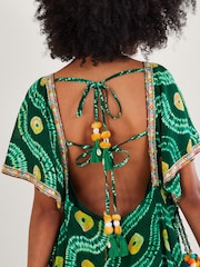 Monsoon Green Bandhani Tie Dye Dress with LENZING™ ECOVERO™ - Image 5 of 7
