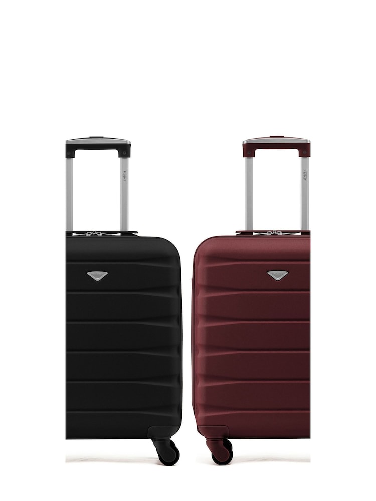 Flight Knight Black + Burgundy Ryanair Priority 4 Wheel ABS Hard Case Cabin Carry-On Suitcase 55x40x20cm Set of 2 - Image 6 of 6