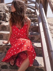 Hush Red Air Flow Seam Detail Maxi Slip Dress - Image 6 of 7