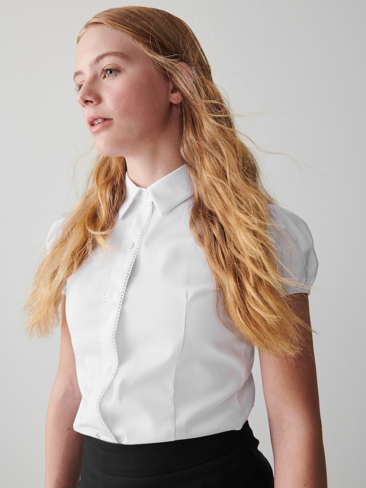 Blanc - Chemise d’école Clarks Girls ajustée à manches courtes - Image 1 de 9