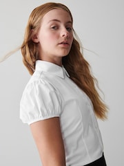 Blanc - Chemise d’école Clarks Girls ajustée à manches courtes - Image 3 de 9