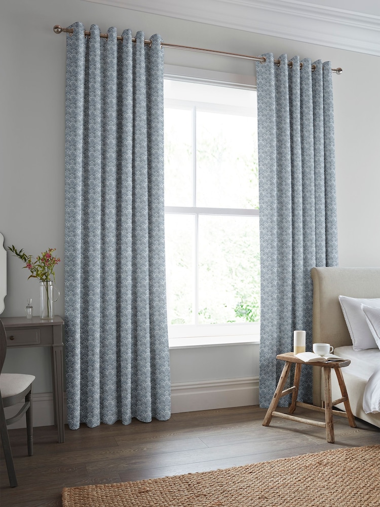 Laura Ashley Dusky Seaspray Blue Musica Velvet Made To Measure Curtains - Image 1 of 9