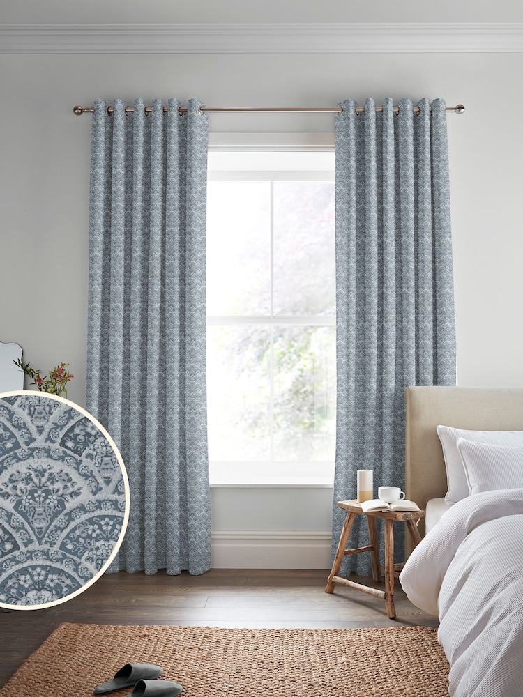 Laura Ashley Dusky Seaspray Blue Musica Velvet Made To Measure Curtains - Image 2 of 9