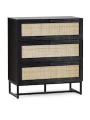 Julian Bowen Black Padstow Rattan 3 Drawer Chest - Image 2 of 4
