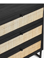 Julian Bowen Black Padstow Rattan 3 Drawer Chest - Image 4 of 4