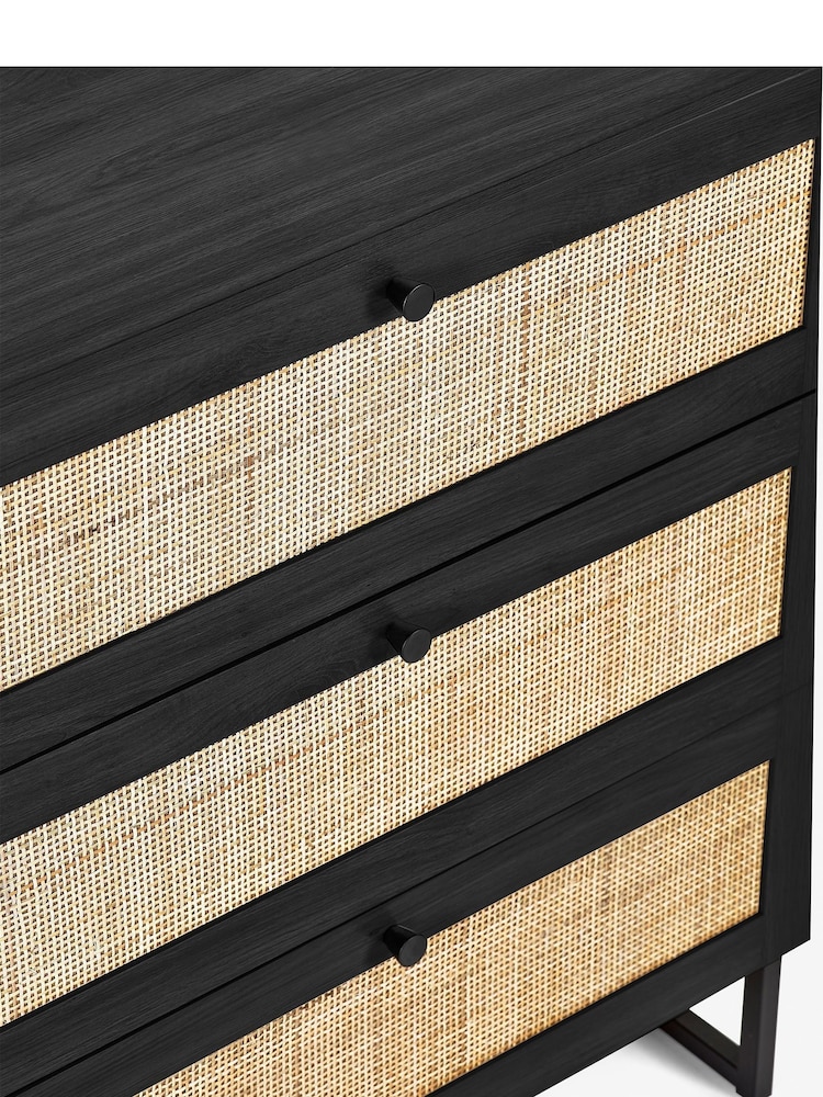 Julian Bowen Black Padstow Rattan 3 Drawer Chest - Image 4 of 4