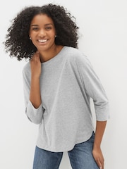 Grey 3/4 Length Sleeve 100% Cotton T-Shirt - Image 2 of 4