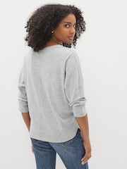 Grey 3/4 Length Sleeve 100% Cotton T-Shirt - Image 3 of 4