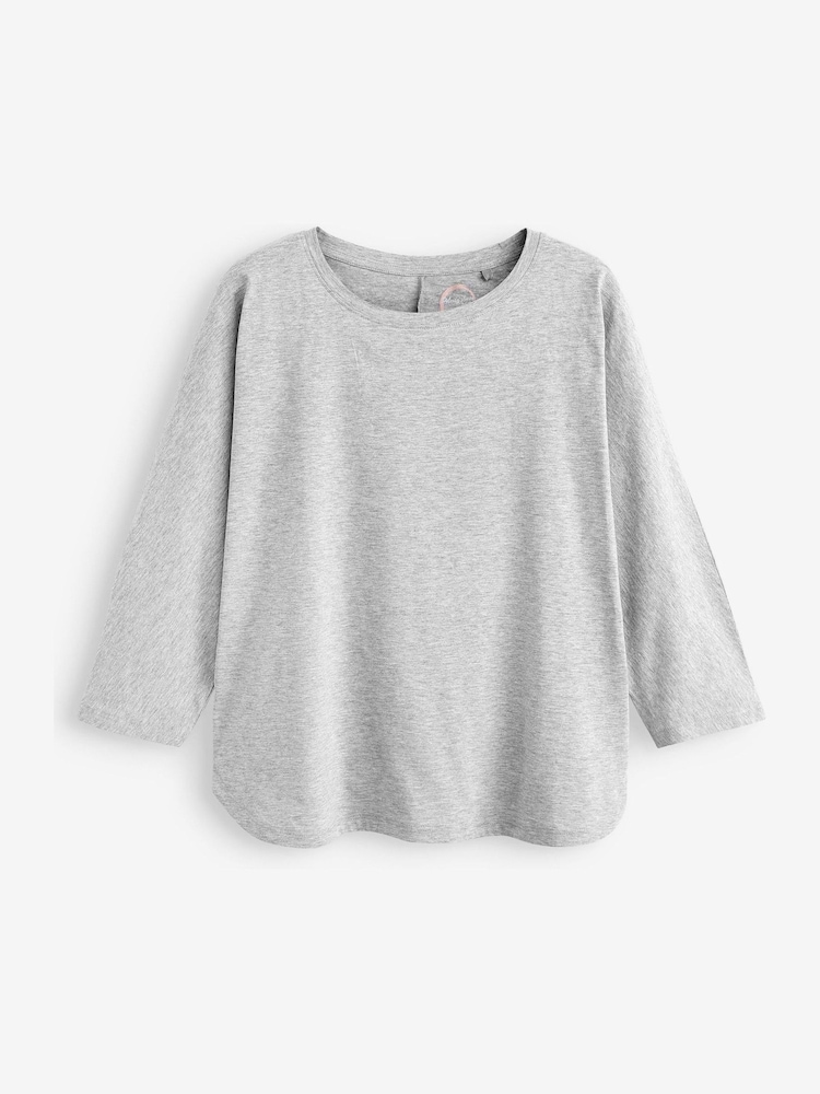 Grey 3/4 Length Sleeve 100% Cotton T-Shirt - Image 4 of 4