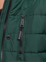 Superdry Green Faux Fur Hooded Longline Light Padded Puffer Coat - Image 4 of 4