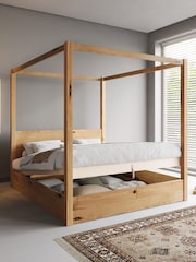 Get Laid Beds Honey Ottoman Four Poster Storage Square Leg Solid Bed - Image 1 of 4
