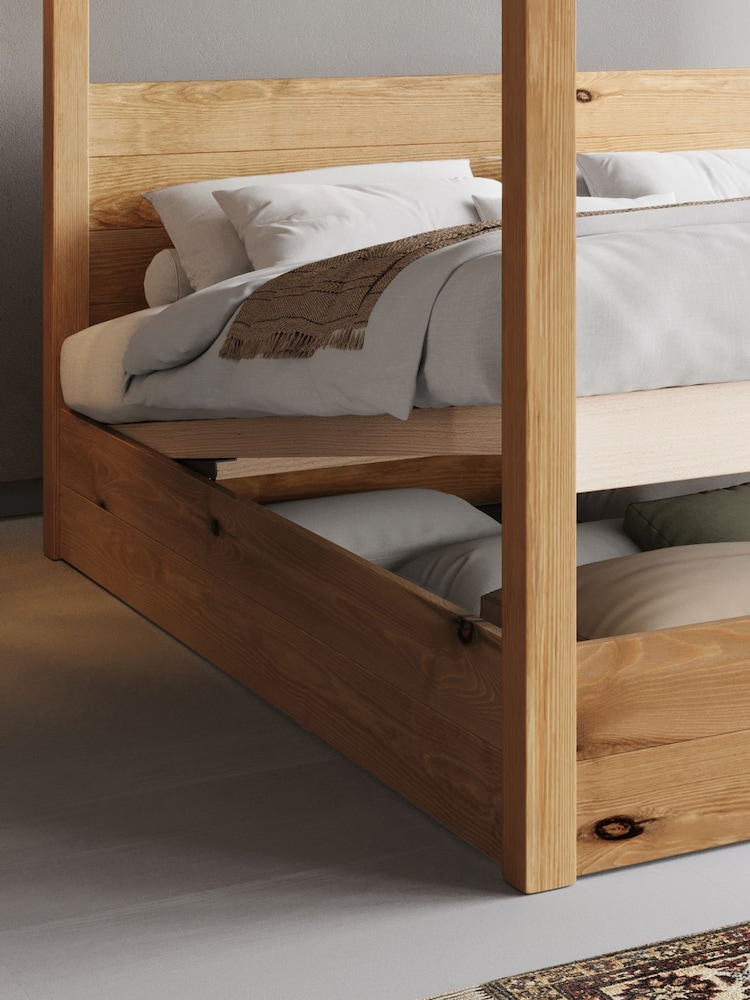 Get Laid Beds Honey Ottoman Four Poster Storage Square Leg Solid Bed - Image 2 of 4