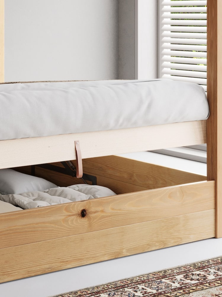 Get Laid Beds Honey Ottoman Four Poster Storage Square Leg Solid Bed - Image 4 of 4