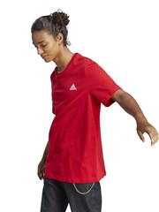 adidas Red Essentials Single Jersey Embroidered Small Logo 100% Cotton T-Shirt - Image 1 of 7