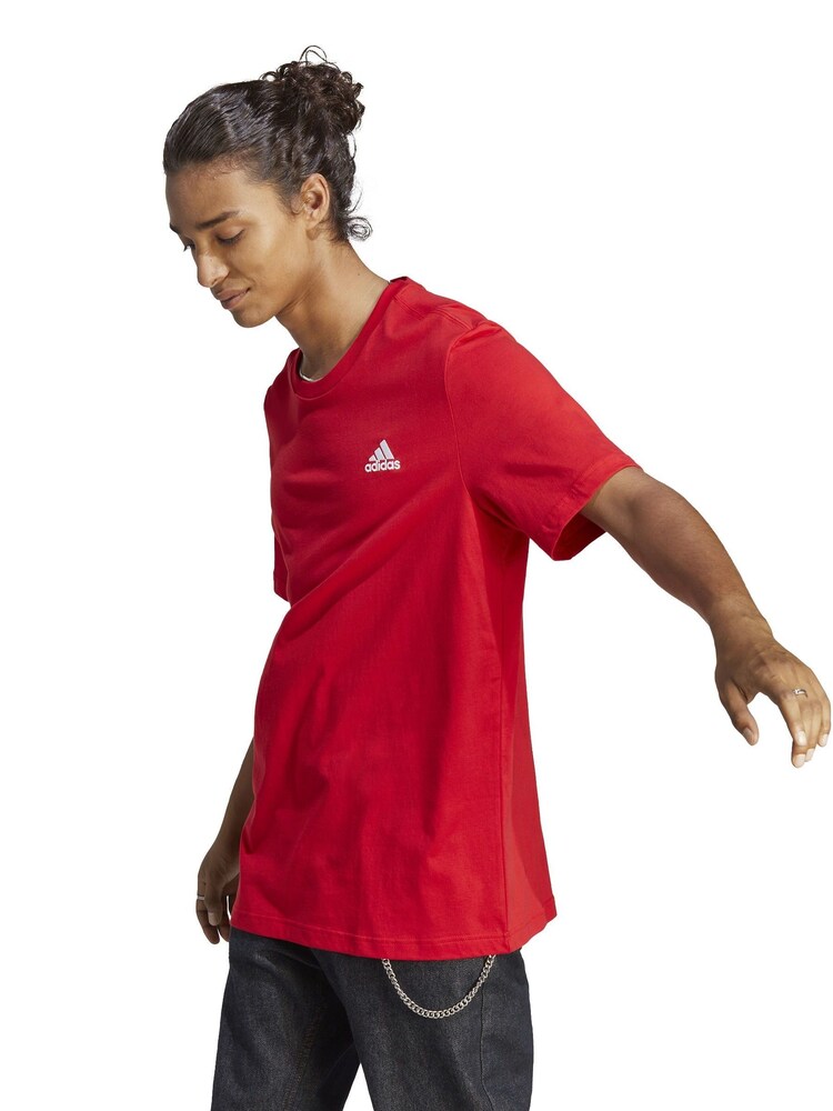 adidas Red Essentials Single Jersey Embroidered Small Logo 100% Cotton T-Shirt - Image 1 of 7