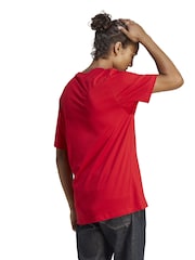 adidas Red Essentials Single Jersey Embroidered Small Logo 100% Cotton T-Shirt - Image 2 of 7