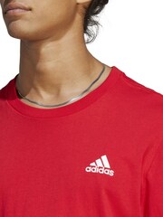 adidas Red Essentials Single Jersey Embroidered Small Logo 100% Cotton T-Shirt - Image 5 of 7