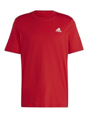 adidas Red Essentials Single Jersey Embroidered Small Logo 100% Cotton T-Shirt - Image 7 of 7