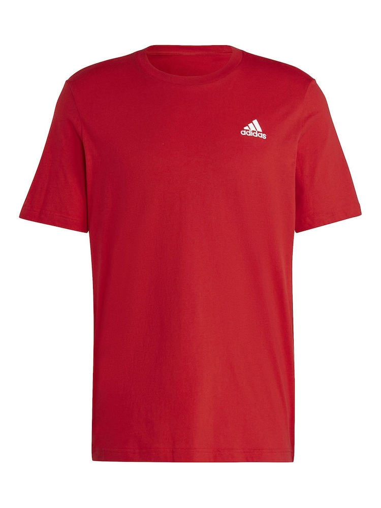 adidas Red Essentials Single Jersey Embroidered Small Logo 100% Cotton T-Shirt - Image 7 of 7