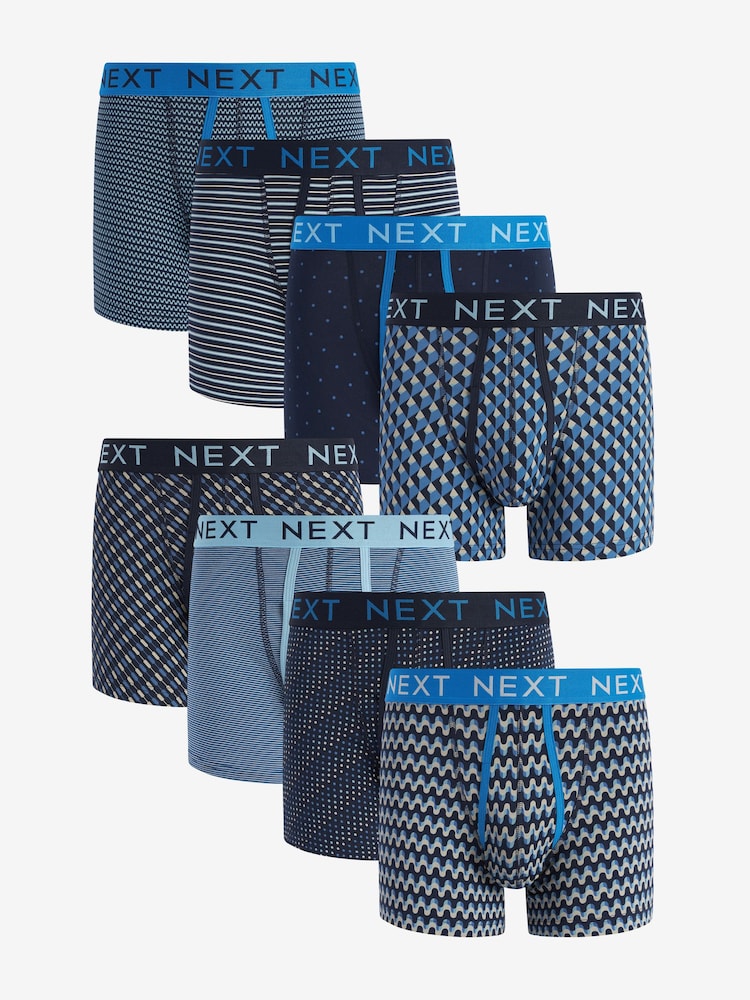 Blau gemustert - 8er-Pack - Boxershorts mit A-Front, 4er-Pack - Bild 1 von 11