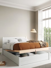 Get Laid Beds White Ottoman Storage Square Leg Solid Wood Bed - Image 1 of 3