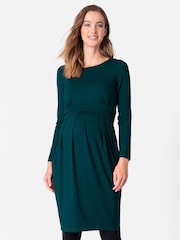 Seraphine Green Maternity And Nursing Pleat Detail Dress - Image 1 of 4