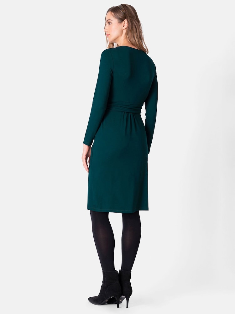 Seraphine Green Maternity And Nursing Pleat Detail Dress - Image 2 of 4