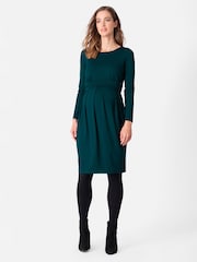 Seraphine Green Maternity And Nursing Pleat Detail Dress - Image 3 of 4